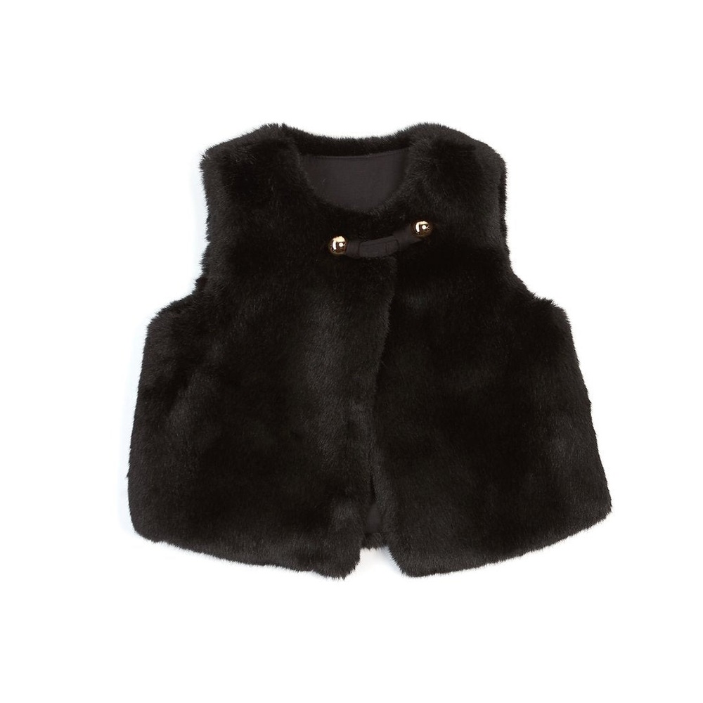 Boutique girls black faux fur vest- size 4X